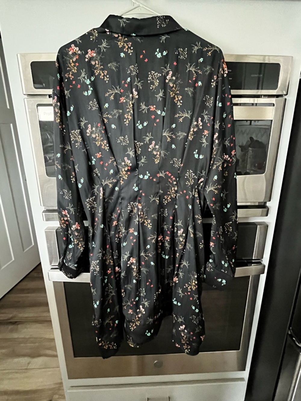 NWT Anthropologie Exquise The Tobie Long Sleeve Satin Mini Shirt Dress L - Picture 6 of 9